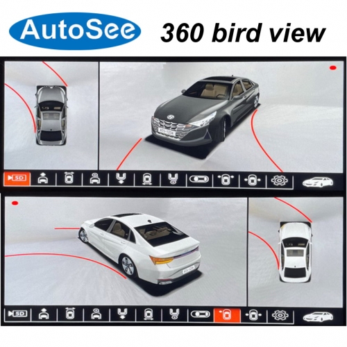 suit original OEM monitor for Hyundai Elantra Accent Sonata 360° degree camera bird eye 3D Panoramic view Front rear side Surround parking reverse